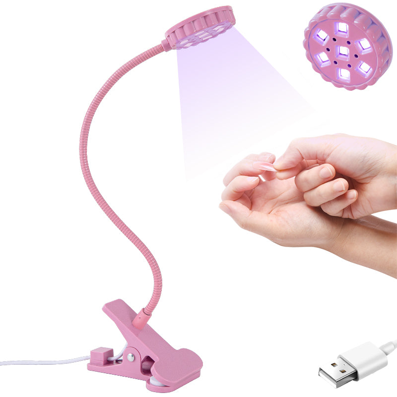 UV Nail Lamp - Mini UV Light for Gel Nails, LED Gooseneck Flash Cure Lamp for Nails with Flexible Gooseneck & Clamp Portable Small Manicure Nail Dryer for Resin Curing Nail Art