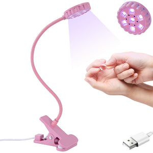 UV Nail Lamp - Mini UV Light for Gel Nails, LED Gooseneck Flash Cure Lamp for Nails with Flexible Gooseneck & Clamp Portable Small Manicure Nail Dryer for Resin Curing Nail Art