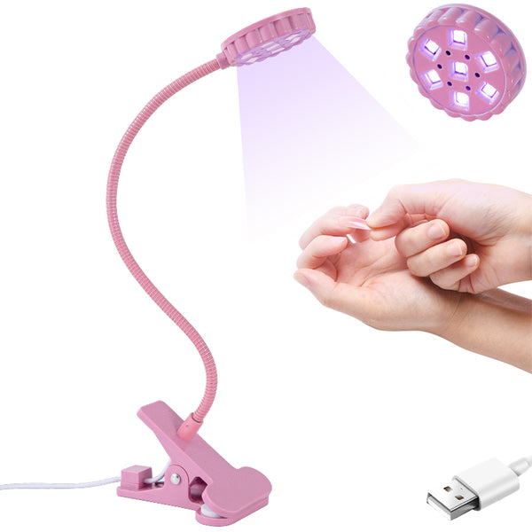 UV Nail Lamp - Mini UV Light for Gel Nails, LED Gooseneck Flash Cure Lamp for Nails with Flexible Gooseneck & Clamp Portable Small Manicure Nail Dryer for Resin Curing Nail Art
