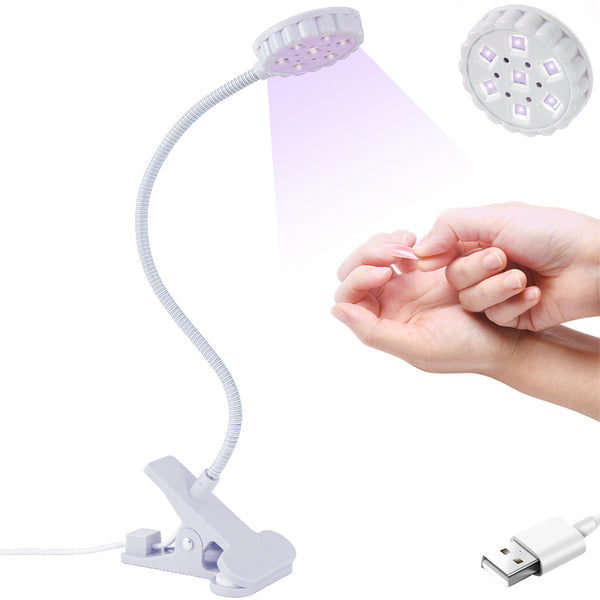 UV Nail Lamp - Mini UV Light for Gel Nails, LED Gooseneck Flash Cure Lamp for Nails with Flexible Gooseneck & Clamp Portable Small Manicure Nail Dryer for Resin Curing Nail Art
