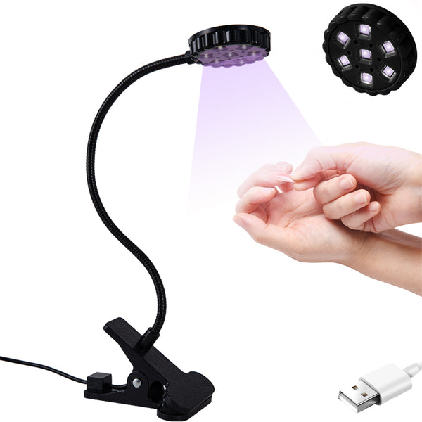 UV Nail Lamp - Mini UV Light for Gel Nails, LED Gooseneck Flash Cure Lamp for Nails with Flexible Gooseneck & Clamp Portable Small Manicure Nail Dryer for Resin Curing Nail Art
