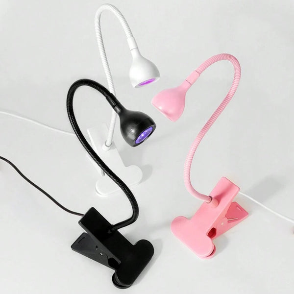 Mini USB UV Nail Lamp With Clamp, UV Light for Gel Nails Polish USB Nail Dryer, Fast Curing Goosenecks Lamp for Home DIY Manicure