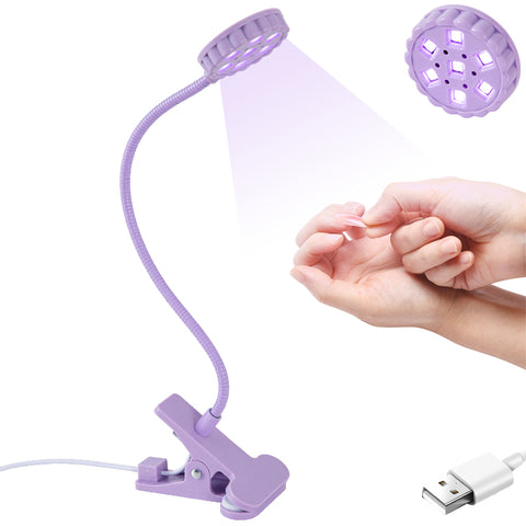 UV Nail Lamp - Mini UV Light for Gel Nails, LED Gooseneck Flash Cure Lamp for Nails with Flexible Gooseneck & Clamp Portable Small Manicure Nail Dryer for Resin Curing Nail Art