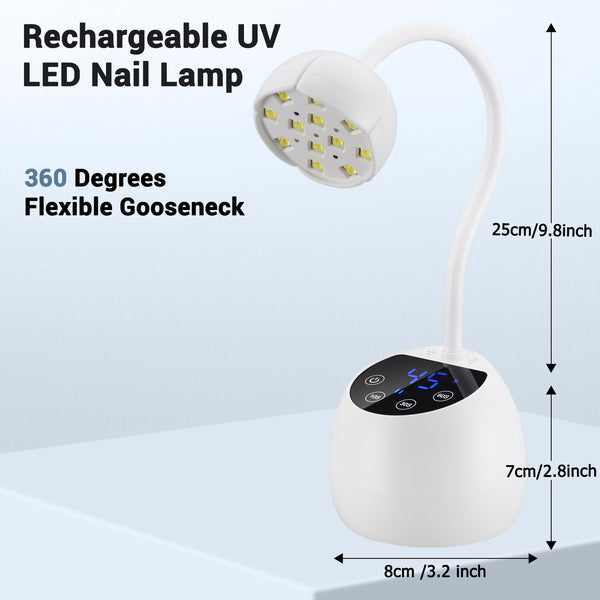 UV Nail Lamp Cordless Mini UV Light for Gel Nails Polish 36W Rechargeable LED Nail Light Nail Dryer with 4 Timers & Auto Sensor, Fast Curing Goosenecks Lamp for Home DIY Manicure