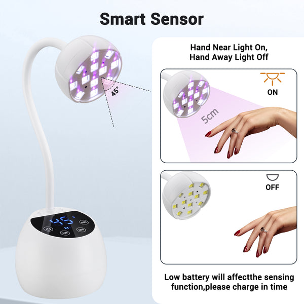 UV Nail Lamp Cordless Mini UV Light for Gel Nails Polish 36W Rechargeable LED Nail Light Nail Dryer with 4 Timers & Auto Sensor, Fast Curing Goosenecks Lamp for Home DIY Manicure