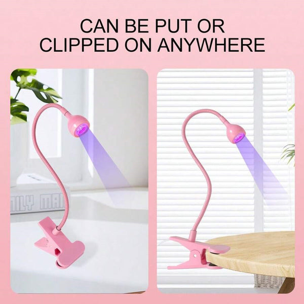 Mini USB UV Nail Lamp With Clamp, UV Light for Gel Nails Polish USB Nail Dryer, Fast Curing Goosenecks Lamp for Home DIY Manicure