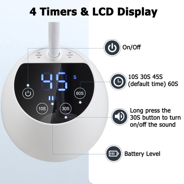 UV Nail Lamp Cordless Mini UV Light for Gel Nails Polish 36W Rechargeable LED Nail Light Nail Dryer with 4 Timers & Auto Sensor, Fast Curing Goosenecks Lamp for Home DIY Manicure