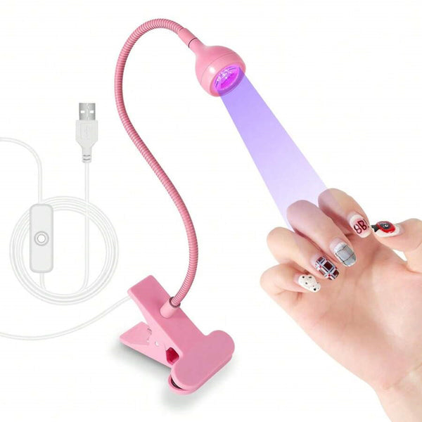Mini USB UV Nail Lamp With Clamp, UV Light for Gel Nails Polish USB Nail Dryer, Fast Curing Goosenecks Lamp for Home DIY Manicure