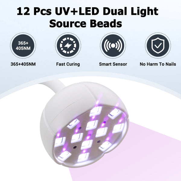 UV Nail Lamp Cordless Mini UV Light for Gel Nails Polish 36W Rechargeable LED Nail Light Nail Dryer with 4 Timers & Auto Sensor, Fast Curing Goosenecks Lamp for Home DIY Manicure