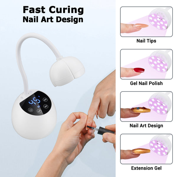 UV Nail Lamp Cordless Mini UV Light for Gel Nails Polish 36W Rechargeable LED Nail Light Nail Dryer with 4 Timers & Auto Sensor, Fast Curing Goosenecks Lamp for Home DIY Manicure