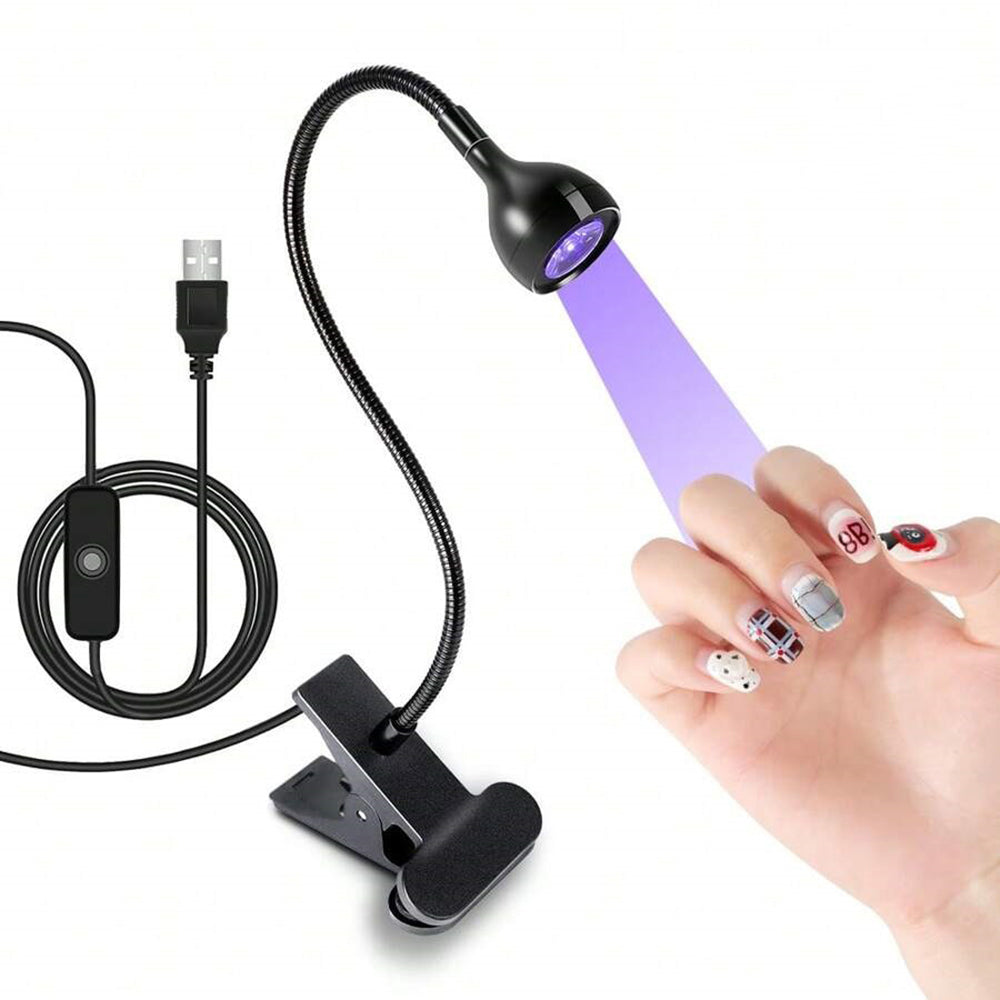 Mini USB UV Nail Lamp With Clamp, UV Light for Gel Nails Polish USB Nail Dryer, Fast Curing Goosenecks Lamp for Home DIY Manicure