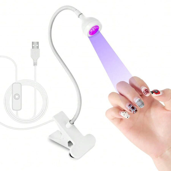 Mini USB UV Nail Lamp With Clamp, UV Light for Gel Nails Polish USB Nail Dryer, Fast Curing Goosenecks Lamp for Home DIY Manicure