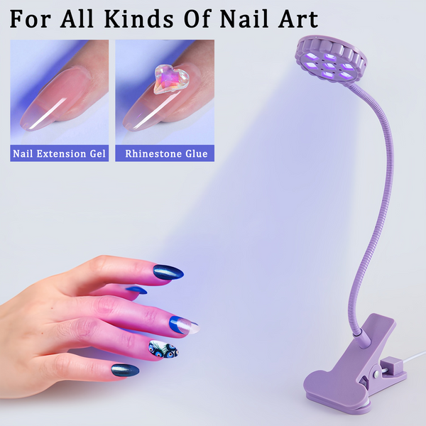 UV Nail Lamp - Mini UV Light for Gel Nails, LED Gooseneck Flash Cure Lamp for Nails with Flexible Gooseneck & Clamp Portable Small Manicure Nail Dryer for Resin Curing Nail Art