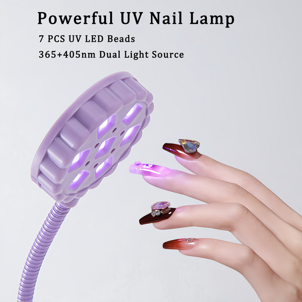 UV Nail Lamp - Mini UV Light for Gel Nails, LED Gooseneck Flash Cure Lamp for Nails with Flexible Gooseneck & Clamp Portable Small Manicure Nail Dryer for Resin Curing Nail Art