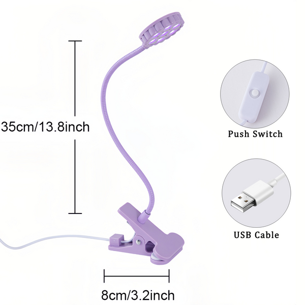 UV Nail Lamp - Mini UV Light for Gel Nails, LED Gooseneck Flash Cure Lamp for Nails with Flexible Gooseneck & Clamp Portable Small Manicure Nail Dryer for Resin Curing Nail Art