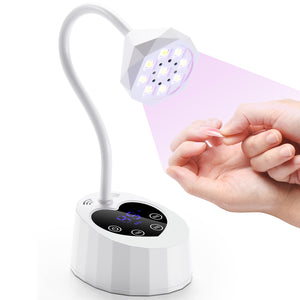 UV LED Nail Lamp for Gel X Nails - 27W Cordless & Rechargeable, Auto Sensor Fast Curing Flash Cure Lamp with 4 Timers LCD Display, Portable Mini Gooseneck Light for Home DIY Manicure