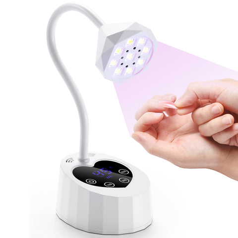 UV LED Nail Lamp for Gel X Nails - 27W Cordless & Rechargeable, Auto Sensor Fast Curing Flash Cure Lamp with 4 Timers LCD Display, Portable Mini Gooseneck Light for Home DIY Manicure